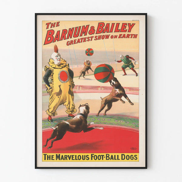 Vintage Barnum & Bailey Poster - Dogs Playing Football