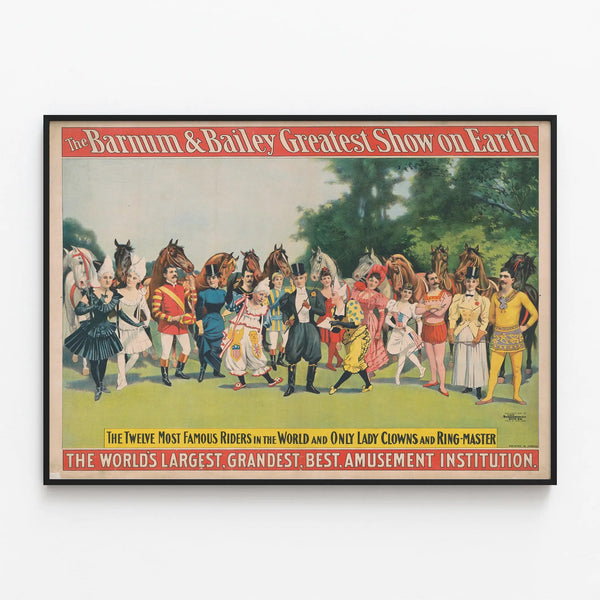 Vintage Poster Barnum & Bailey Greatest Show on Earth — framed artwork on a wall