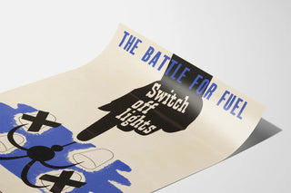 Vintage poster encouraging energy saving by turning off lights