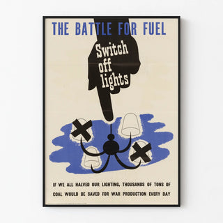 Vintage poster encouraging energy saving by turning off lights