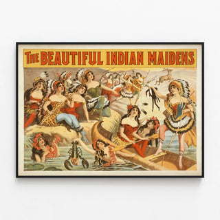 Vintage Poster The Beautiful Indian Maidens — framed artwork on a wall
