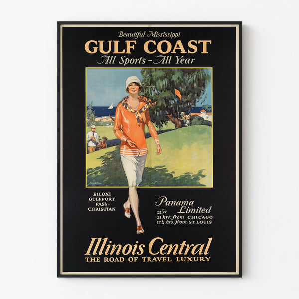 Vintage Tourist Poster Gulf Coast Mississippi - Sports Wall Decoration