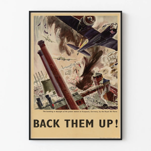 Vintage decorative poster of Royal Air Force bombing station electrical Knapsack