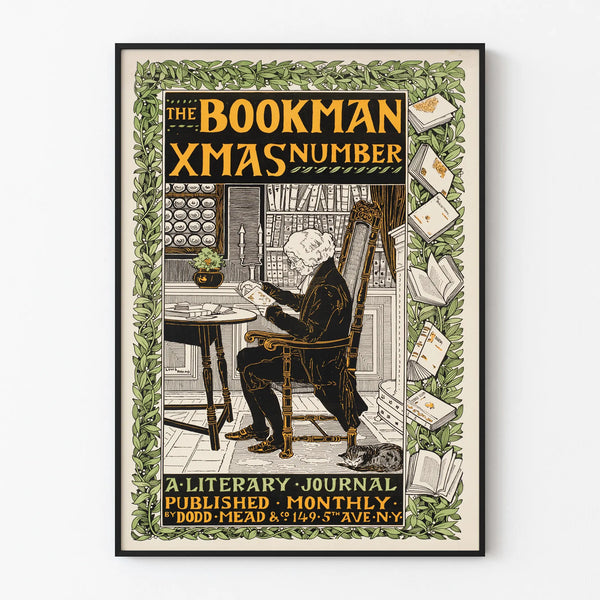 Vintage poster The Bookman Xmas Number literary wall decoration