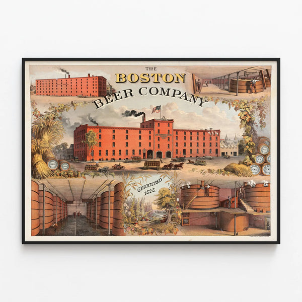 Vintage Poster Boston Beer Company 1828 - Industrial Wall Decoration — framed artwork on a wall