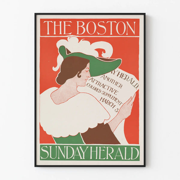 Vintage poster The Boston Sunday Herald wall decoration