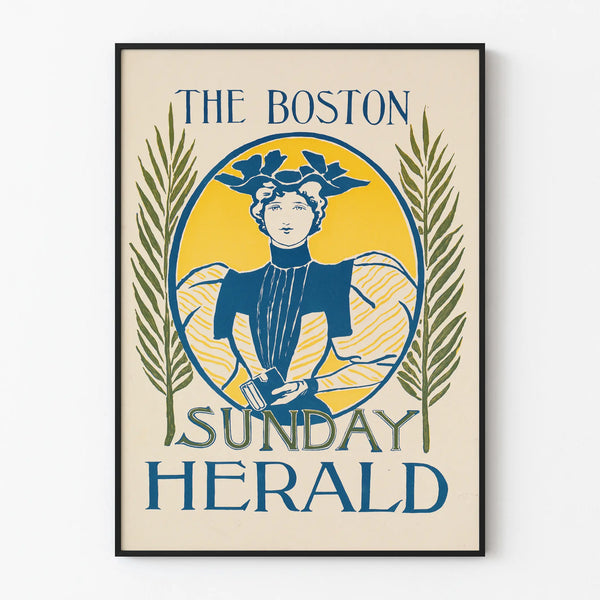 Vintage poster of The Boston Sunday Herald for wall decoration