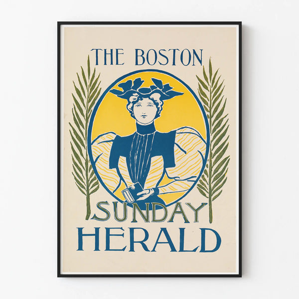 Vintage Poster The Boston Sunday Herald for Wall Decoration