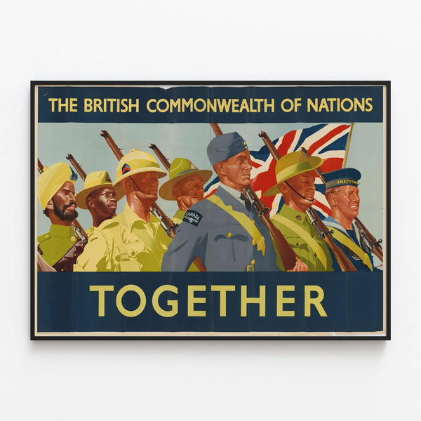 Vintage Poster The British Commonwealth of Nations Together — framed artwork on a wall