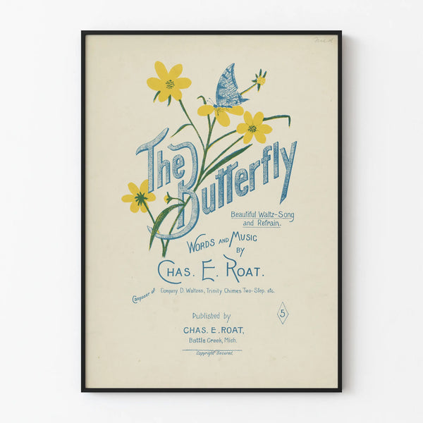 Decorative Poster The Butterfly - Flower and Butterfly Illustration