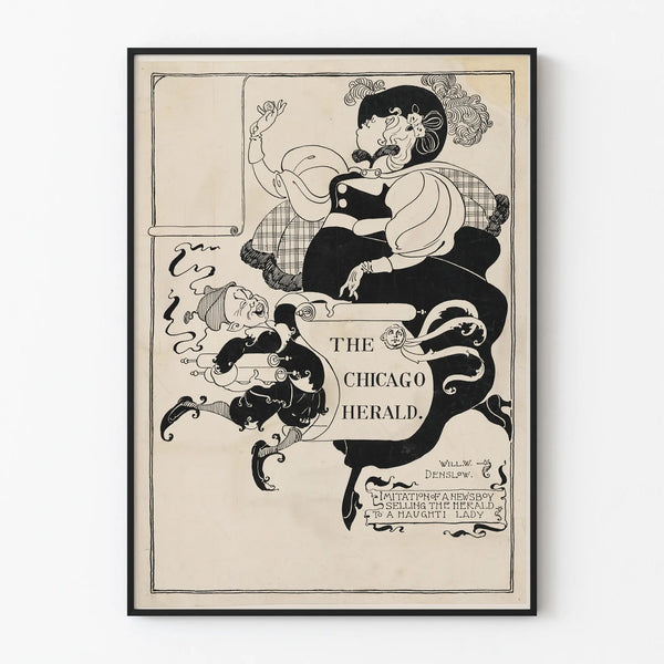 Vintage poster The Chicago Herald in black and white