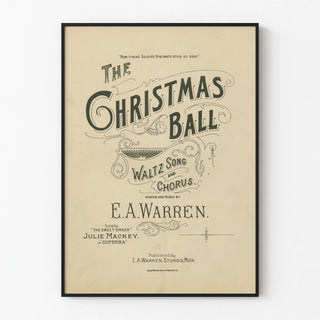 Vintage Christmas Ball Poster with Musical Score