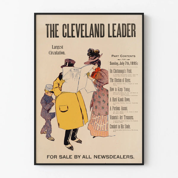 Vintage poster The Cleveland Leader – Retro wall decoration featuring 19th-century newspapers