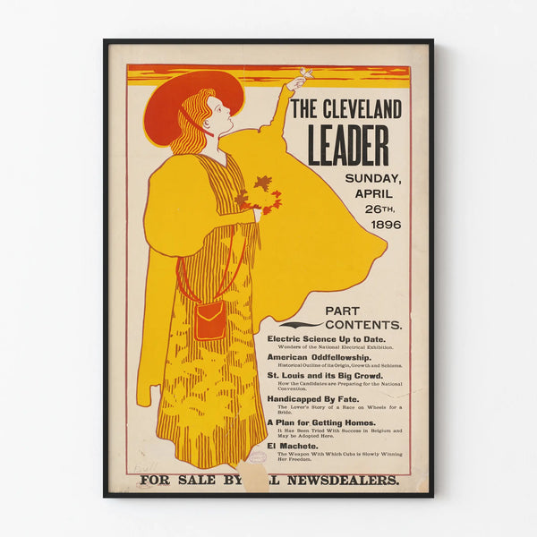 Vintage Cleveland Leader 1896 Poster for Wall Decoration
