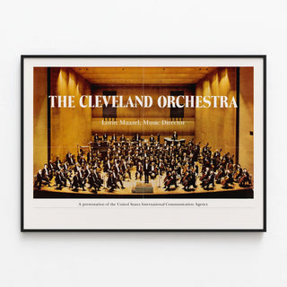 Poster of The Cleveland Orchestra with Lorin Maazel — framed artwork on a wall