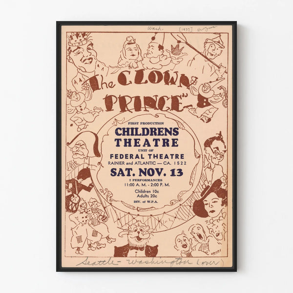 Vintage poster 'The Clown Prince' for children's theater