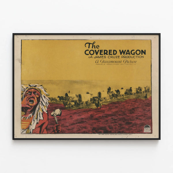 Vintage cinema poster The Covered Wagon - Western wall decoration — framed artwork on a wall