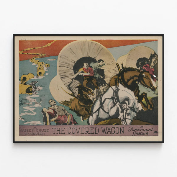 Vintage Poster The Covered Wagon - Western Style Wall Decoration — framed artwork on a wall