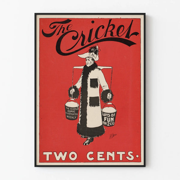 Vintage poster The Cricket Two Cents red and black