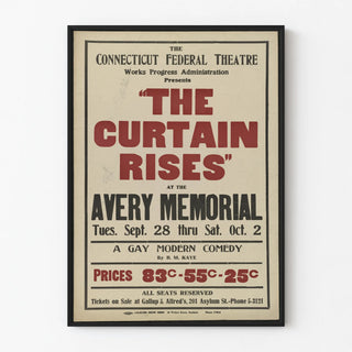 Vintage Poster Theatre The Curtain Rises Connecticut Federal Theatre