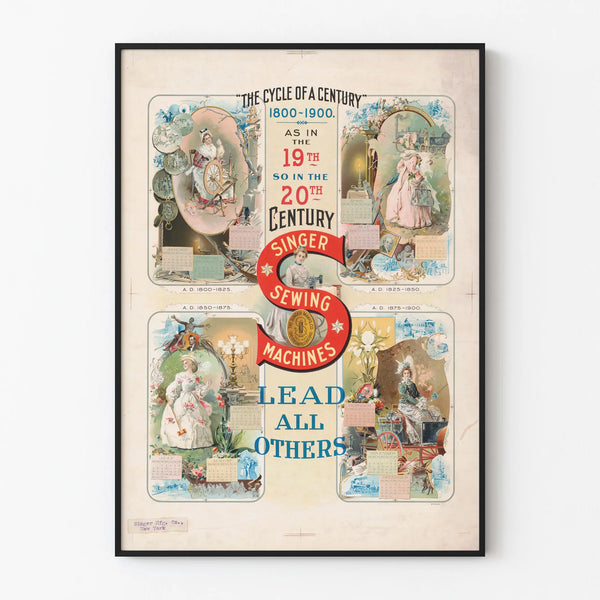 Vintage Singer Sewing Machine Poster 1800-1900 Wall Decoration