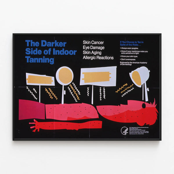 Awareness Poster on Indoor Tanning Risks — framed artwork on a wall