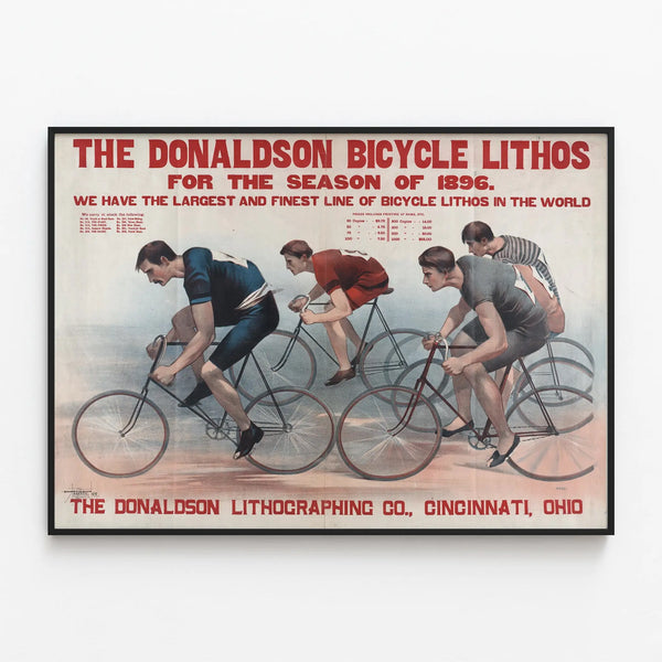 Vintage poster The Donaldson Bicycle Lithos 1896 — framed artwork on a wall