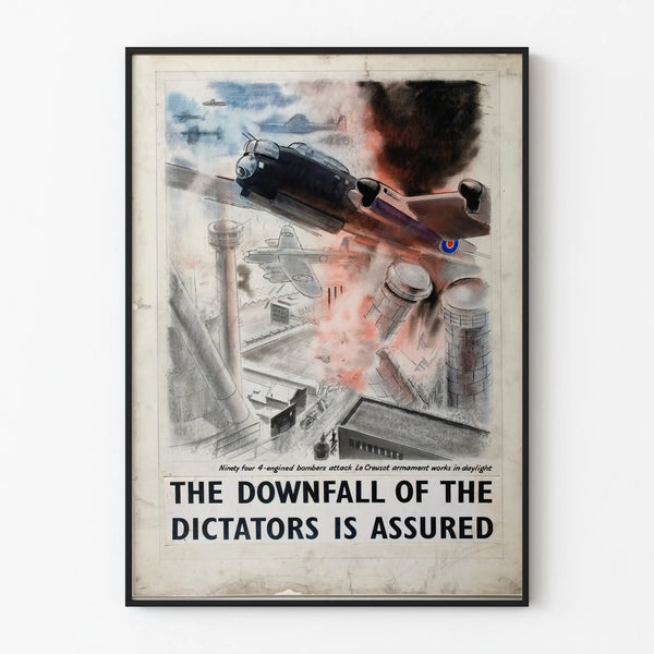 Vintage poster of bombers attacking a munitions factory