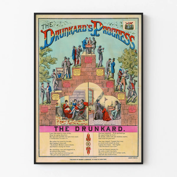 Vintage Poster The Drunkard's Progress – Moral Illustration on Alcoholism