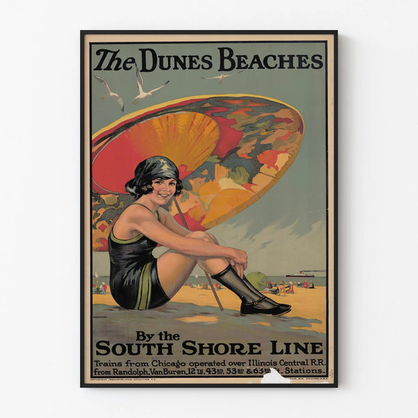 Vintage poster The Dunes Beaches South Shore Line