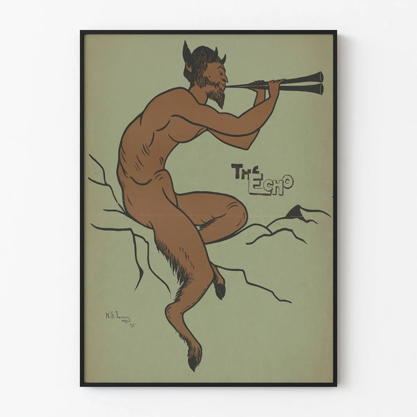 Vintage decorative poster The Faun with Double Bagpipe - The Echo