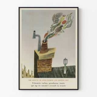 Vintage poster on the effects of overcooking in cooking