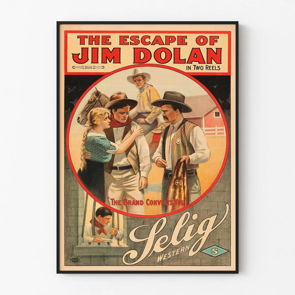 Vintage Western Poster The Escape of Jim Dolan