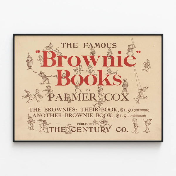 Vintage Poster Les Brownie Books by Palmer Cox — framed artwork on a wall