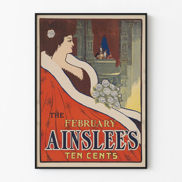 Vintage poster The February Ainslee's theatrical decor
