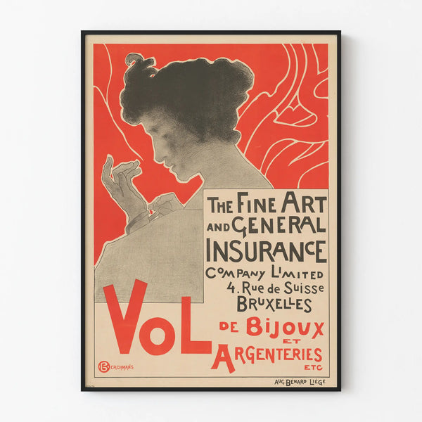 Vintage poster for jewelry and silverware insurance, wall decoration
