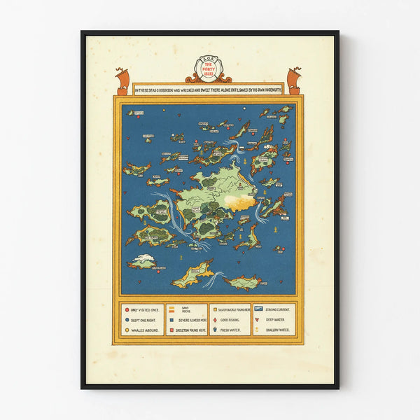 Map Poster of the Forty Islands - Vintage Wall Decoration