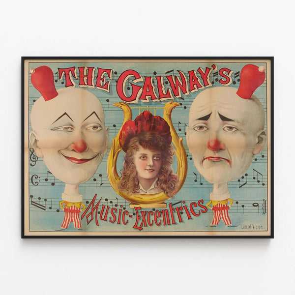 Vintage Poster The Galway's Music Excentrics — framed artwork on a wall