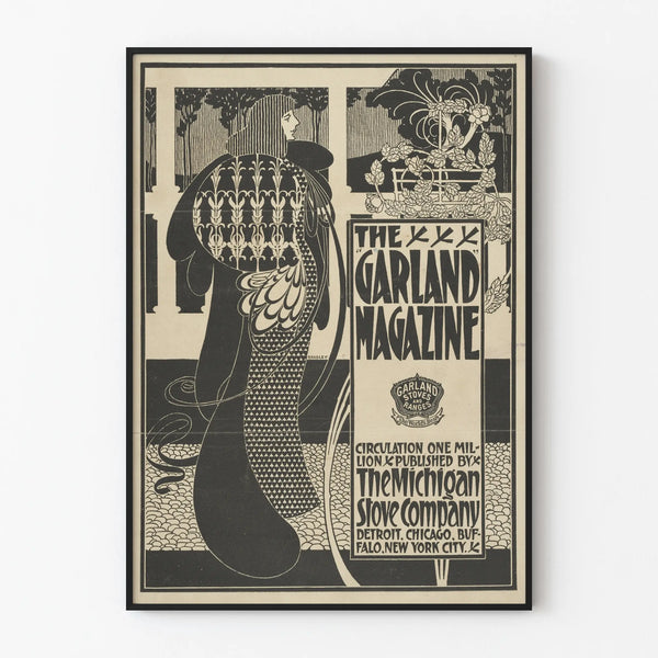 Vintage Poster The Garland Magazine Decorative in Black and White
