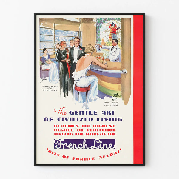Vintage poster of the art of living aboard French Line