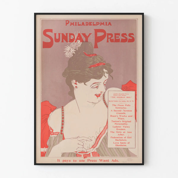 Vintage poster Philadelphia Sunday Press The German Iris