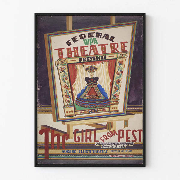 Vintage poster "The Girl from Pest" for theatrical wall decoration