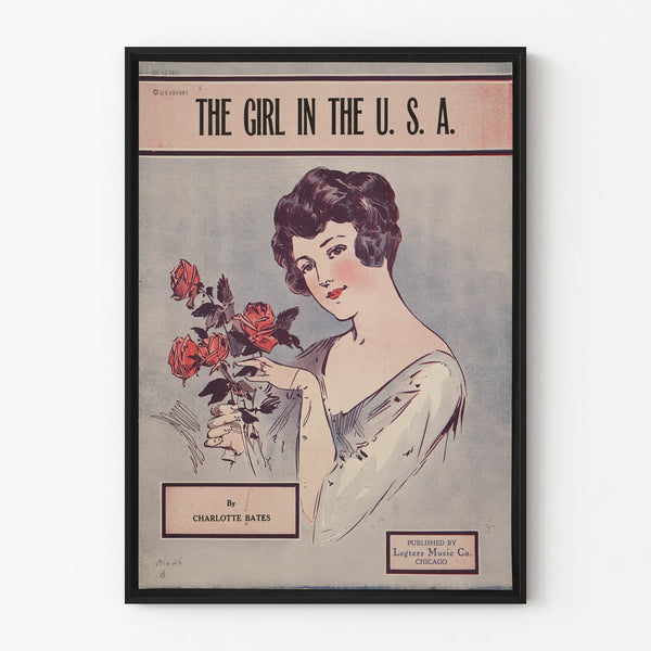 Vintage poster 'The Girl in the U.S.A.' illustration by Charlotte Bates