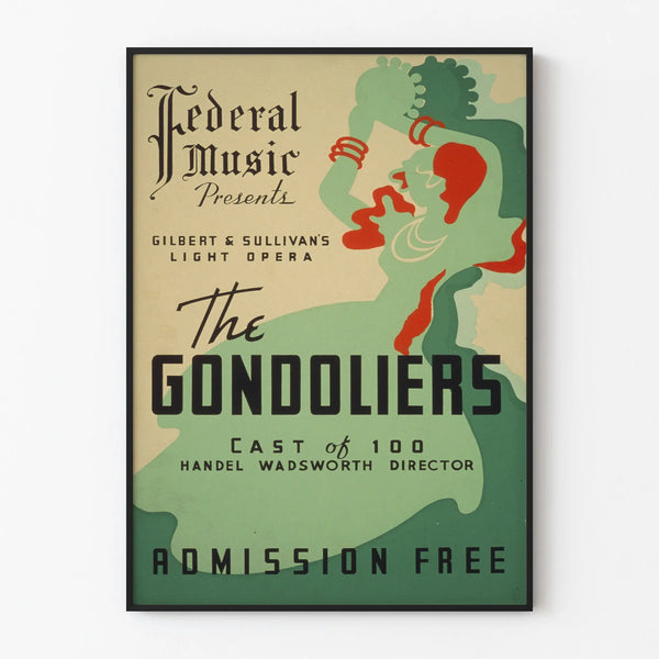 Vintage poster The Gondoliers - Wall decoration opera and classical music