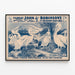 Vintage poster of the Grand Circus by John Robinson with White Pelicans — framed artwork on a wall