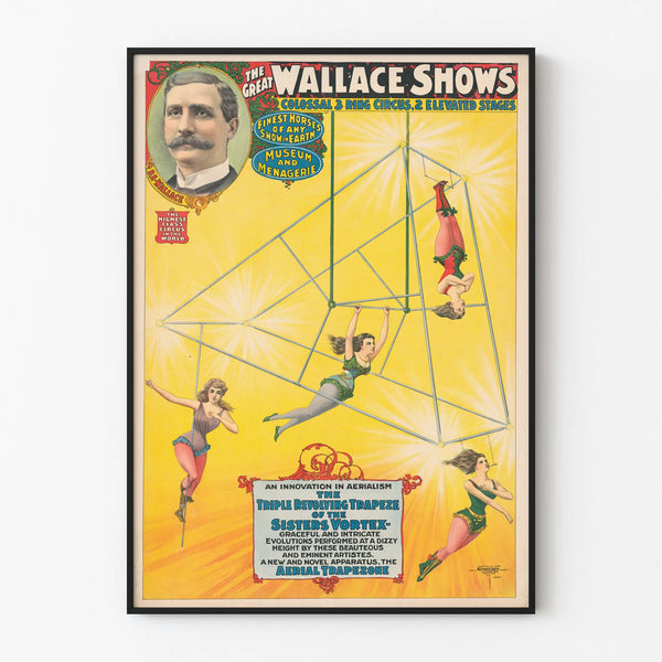 Vintage poster The Great Wallace Shows - Triple rotating trapeze of the Vortex Sisters