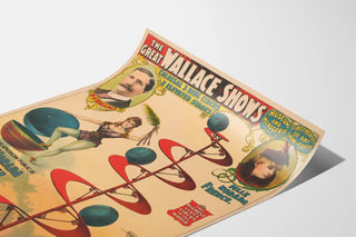 Vintage poster for The Great Wallace Shows: Circus with 3 rings and 2 elevated stages