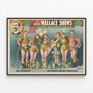 Vintage Poster Circus The Great Wallace Shows and Stirk Family Cyclists — framed artwork on a wall