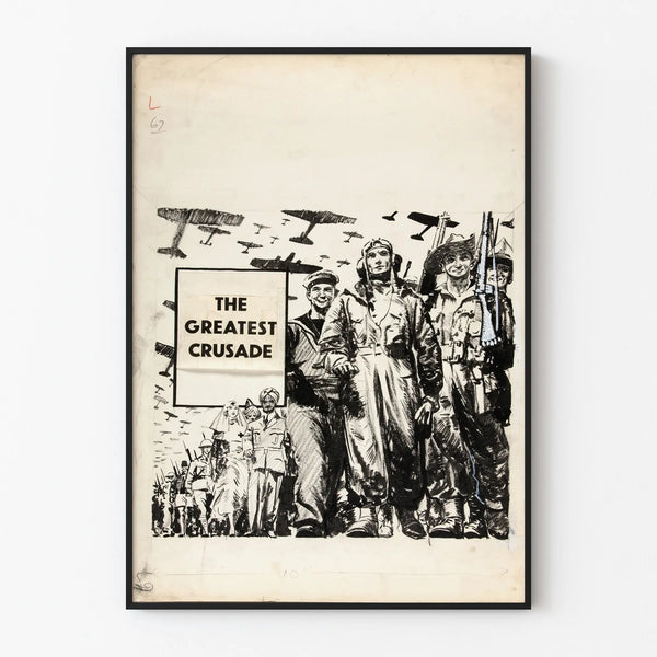 Vintage poster The Greatest Crusade – Artistic black and white wall decoration