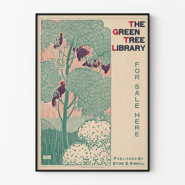 Decorative poster The Green Tree Library vintage